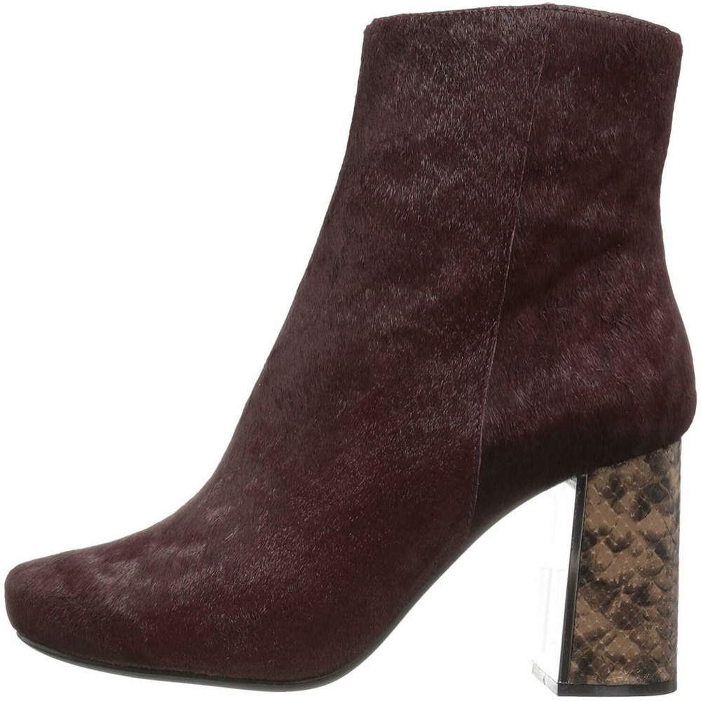 Lola Cruz Yuma 1 Ankle Bootie Fashion Leather Boots Snake Heel Burgundy Pumps - Picture 3 of 9